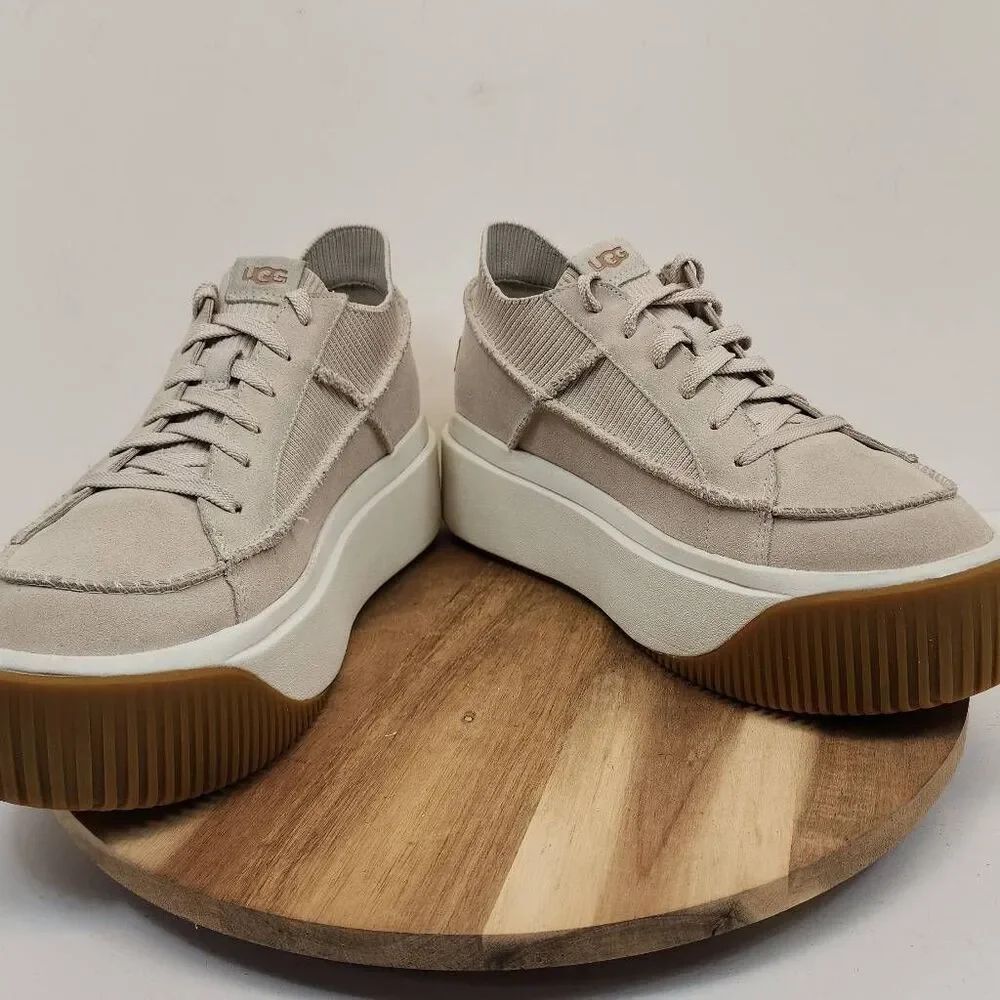 UGG EZ-DUZZIT LACE Taupe Platform Sneakers Women's Size 10 - Picture 7 of 10